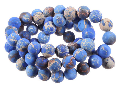 10mm Matte Lapis Sea Sediment Round Beads 15.5" dyed [10r55lm]