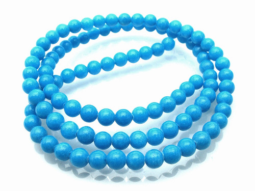 4mm Blue Turquoise Round Beads 15.5" stabilized [4d24]