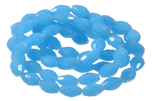 6x8mm Aqua Quartz Faceted Rice Beads 15.5" synthetic [sc7a70]
