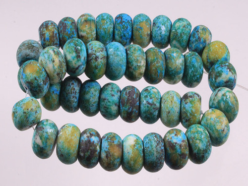 14mm Azurite Chrysocolla Rondelle Beads 15.5" dyed [wa160]