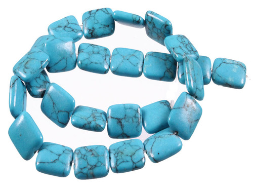 12x15mm Blue Howlite Rectangle Beads 15.5" synthetic [wa169]