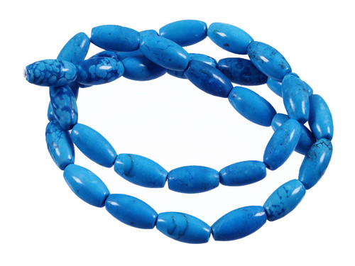 6x12mm Rec.Turquoise Rice Beads 15.5" [wa225]