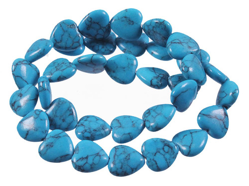 12mm Blue Howlite Heart Beads 15.5" synthetic [wa303]