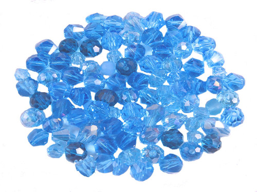 [ux906b] Big Pack 6mm Blue Crystal Mix Shape Beads Approx. 85~110pcs.