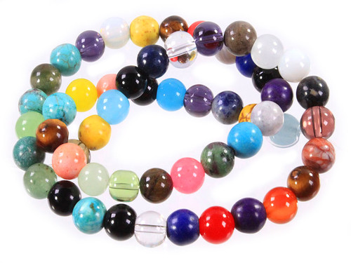 10mm Mix Stones Round Beads 15.5" dyed [10x99a]
