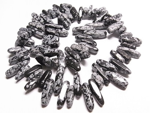 18-20mm Snowflake Obsidian Briolette Beads 15.5" natural [c2b25]