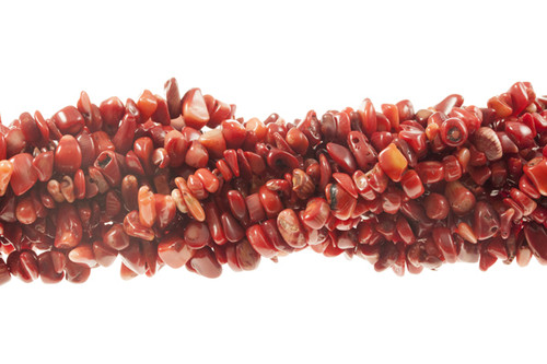 8-12mm Red Coral Chips 36" [c3d39]