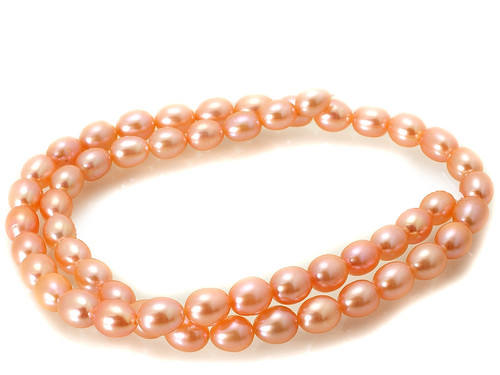 3-4mm Pink Rice Freshwater Pearl 14-15" AA Grade Lustre [p4ef]