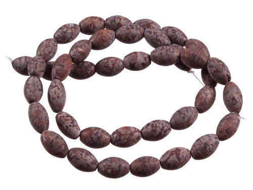 6x9mm Matte Brown Snowflake Obsidian Rice Beads 15.5" natural [s2b4-69m]