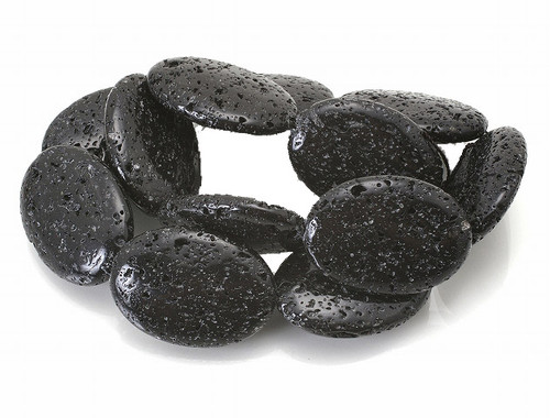 18x25mm Black Lava Puff Oval Beads 15.5" natural [s415]