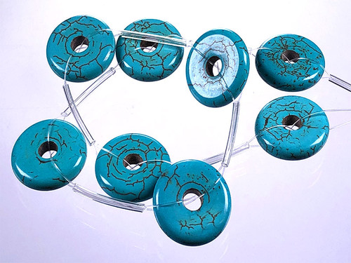 20mm Turquoise Donut Beads 15.5" [s601]