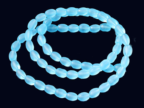 4x6mm Matte Aquamarine Rice Beads 15.5" synthetic [u72a34m]