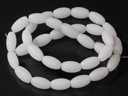 6x12mm Matte White Quartz Rice Beads 15.5" [u73a76m]