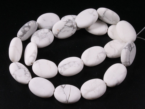 12x16x5mm Matte White Howlite Oval Beads 15.5" natural [w348m]