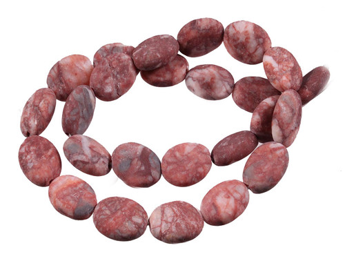 12x16mm Matte Red Moss Agate Oval Beads 15.5" [wa103m]