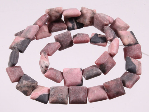 10mm Matte Rhodonite with Matrix Square Beads 15.5" natural [wa130m]