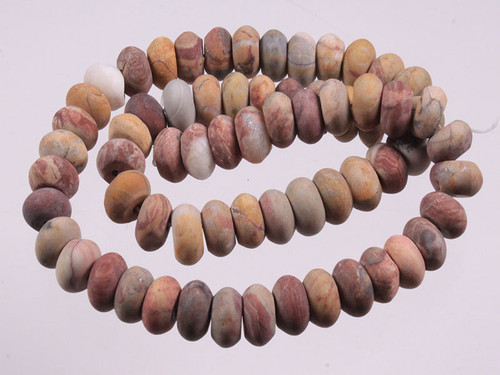 10mm Matte Picture Jasper Rondelle Beads 15.5" natural [wa266m]