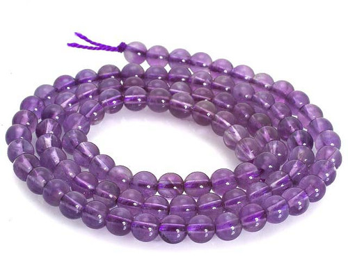 4mm Amethyst Crystal Round Beads 15.5" natural [4r6]