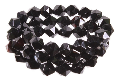 8mm Black Agate Hexagon Faceted Beads 15.5" natural [h23k]