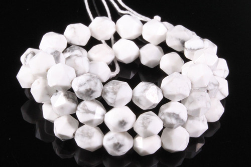 8mm White Howlite Hexagon Faceted Beads 15.5" natural [h23w]