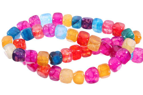 8mm Rainbow Agate Dice Beads 15.5" dyed [h24z]