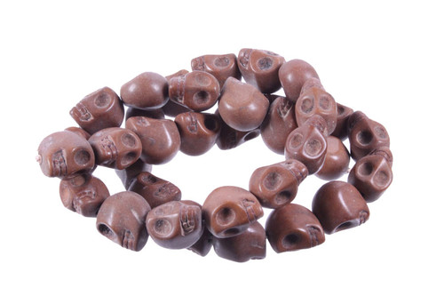 23x18mm Matte Coffee Color Magnesite Skull Beads 15.5" [t174m]