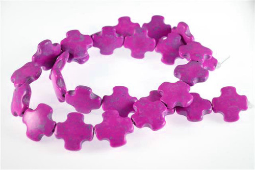 15x15mm Pink Magnesite cross Beads 15.5" [t391f]