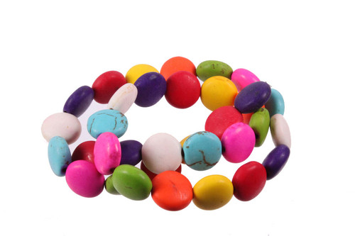 12mm Matte Mix Magnesite Puff coin Beads 15.5" [t534m]