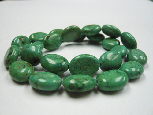 13x18mm Green Turquoise Puff Oval Beads 15.5" stabilized [t7g13]