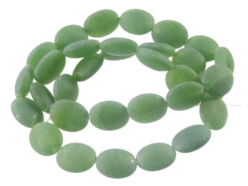 10x12mm Matte B.C. Jade Oval Beads 15.5" [wa214m]