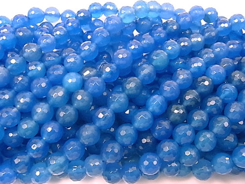 12mm Blue Agate Faceted Round Beads 15.5" dyed [c12f12]