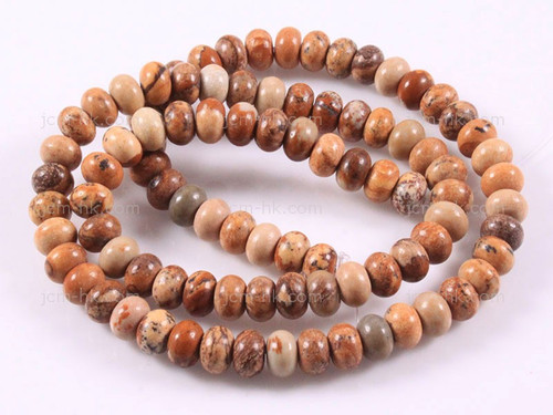 6mm Picture Jasper Rondelle Beads 15.5" natural [h3b26-6]