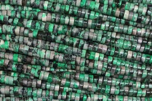 4mm Green Line Agate Heishi Beads 15.5" dyed [h4f1g-4]