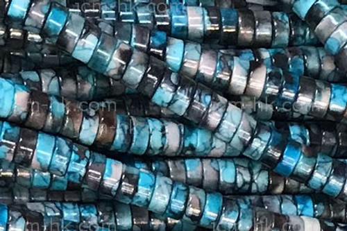 6mm Turquoise Line Agate Heishi Beads 15.5" dyed [h4f1t-6]