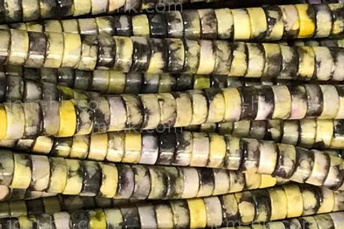 6mm Yellow Line Agate Heishi Beads 15.5" dyed [h4f1y-6]