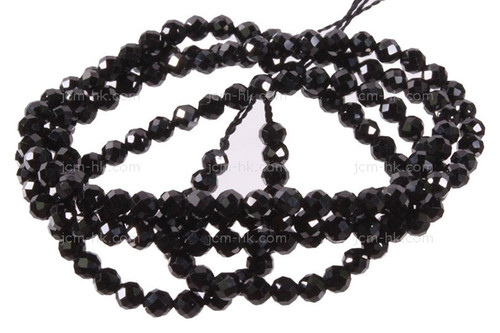 3mm Black Agate Faceted Round Beads 15.5" natural [h5c67-3]