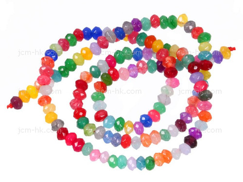 6mm Mix Agate Faceted Rondelle Beads 15.5" dyed [h6x4-6]