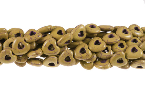 20mm Yellow Magnesite Hollow Heart Beads 15.5" [t409y]