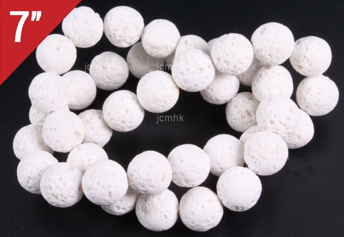 10mm Volcano White Lava Round Loose Beads About 7" natural [i10d54]