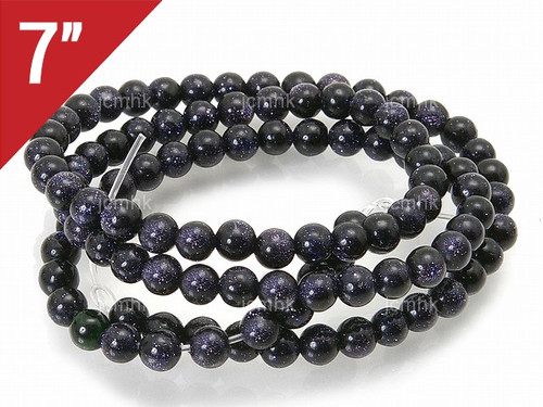 4mm Blue Goldstone Round Loose Beads About 7" synthetic [i4d25]