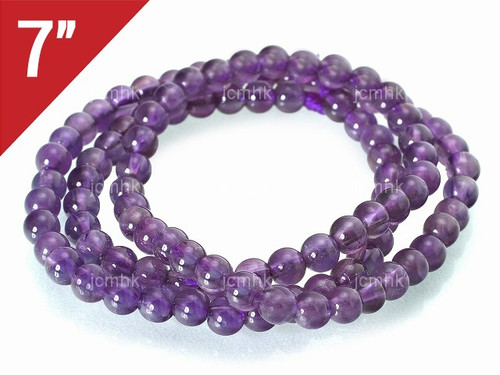 4mm Amethyst Round Loose Beads About 7" natural [i4m1]