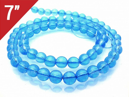 6mm Aquamarine Round Loose Beads About 7" synthetic [i6a34]