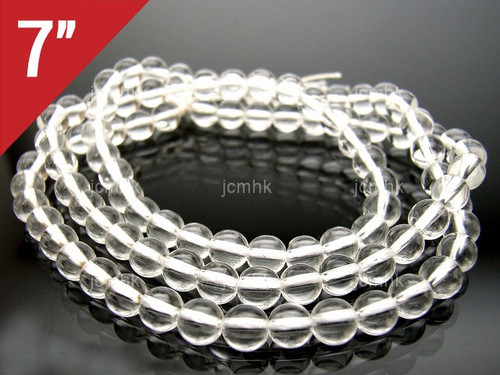 6mm Crystal Round Loose Beads About 7" synthetic [i6a5]