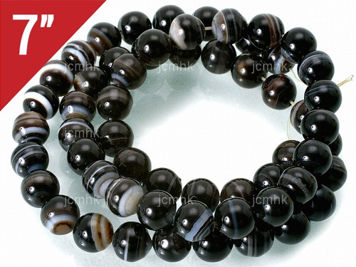 6mm Black Stripe Agate Round Loose Beads About 7" dyed [i6f26]