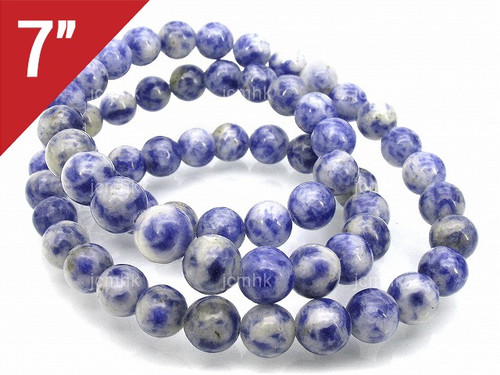 8mm Denim Lapis Round Loose Beads About 7" natural [i8b27]