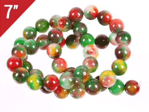 8mm Green Fusion Jade Round Loose Beads About 7" dyed [i8b5b]