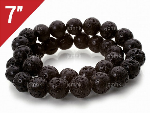 8mm Volcano Black Lava Round Loose Beads About 7" natural [i8d50]