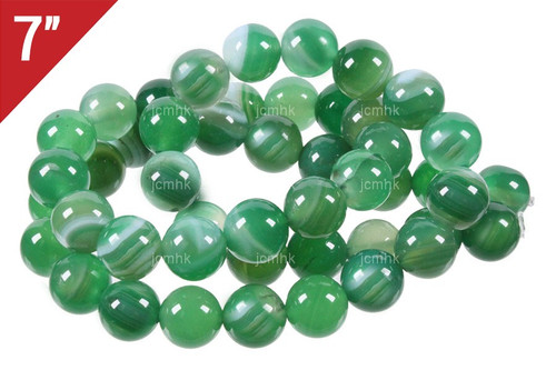 8mm Green Stripe Agate Round Loose Beads About 7" dyed [i8f23]