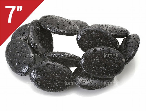 18x25mm Black Lava Puff Oval Loose Beads 7" [is415]