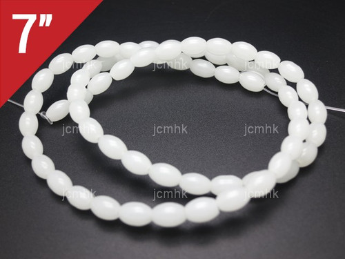 4x6mm White Quartz Rice Loose Beads 7" [iu72a76]